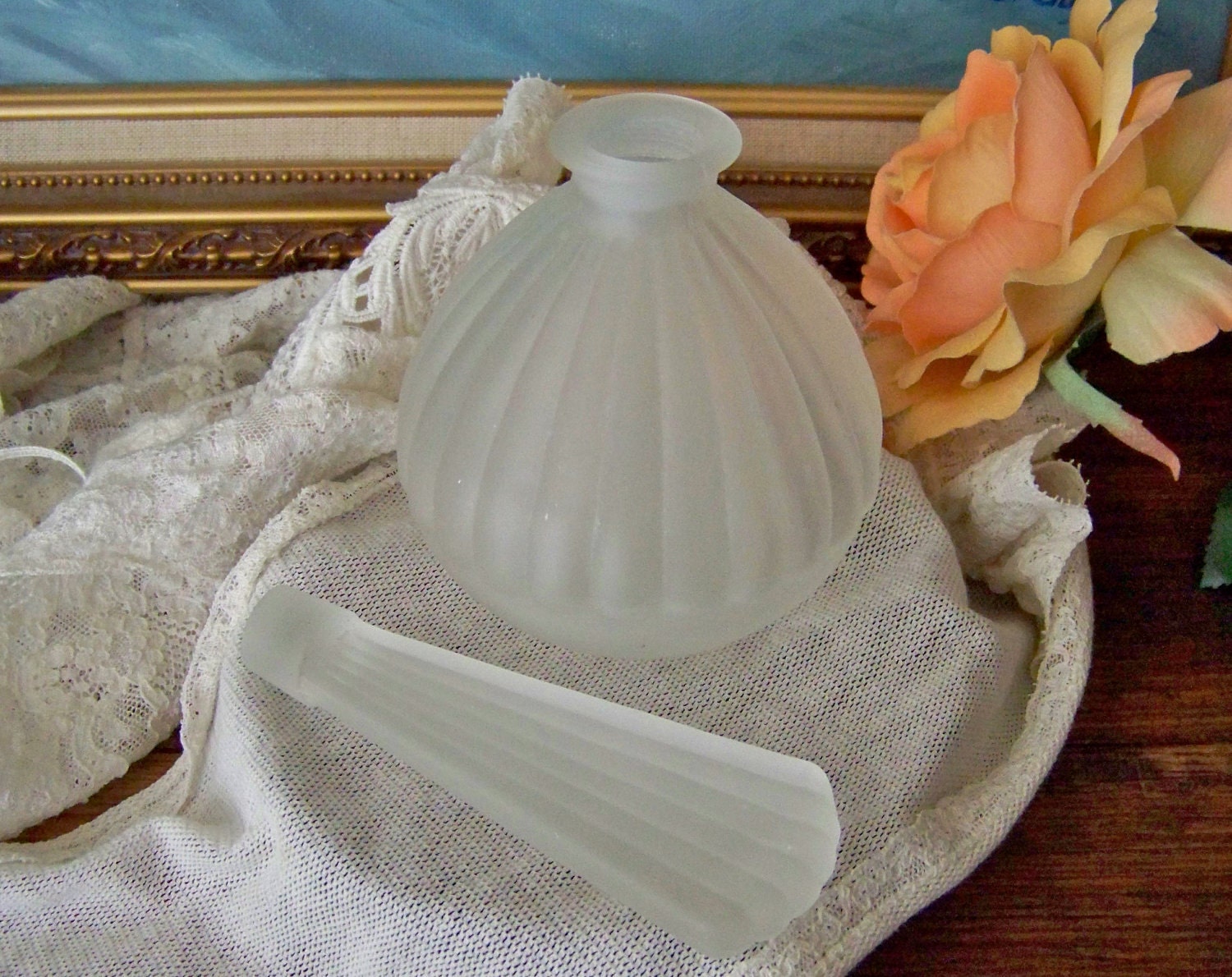 Vintage Frosted Glass Perfume Bottle