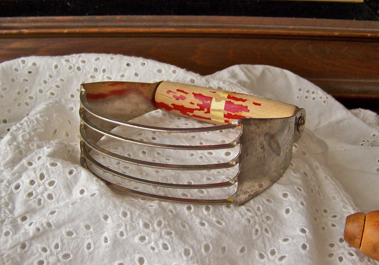 Vintage Pastry Cutter Red Wood Handle 1950s