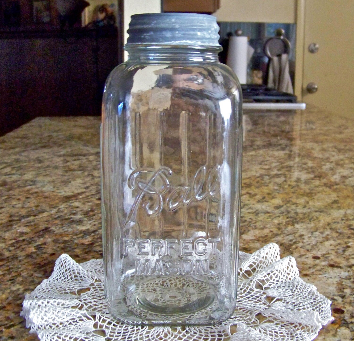 Vintage Ball Perfect Mason Square Ribbed Jar
