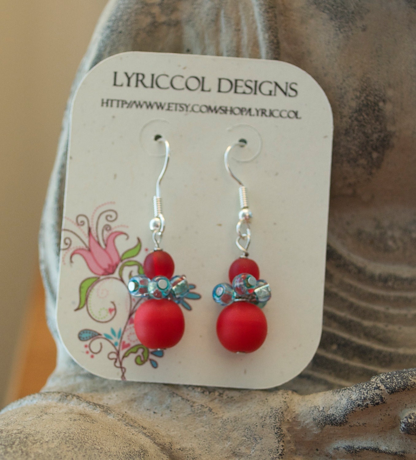 Retro Inspired Red Teal earrings