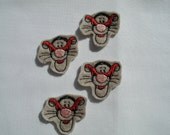 Machine Embroidered Felt - 4 Tiger Embellishments / Appliques