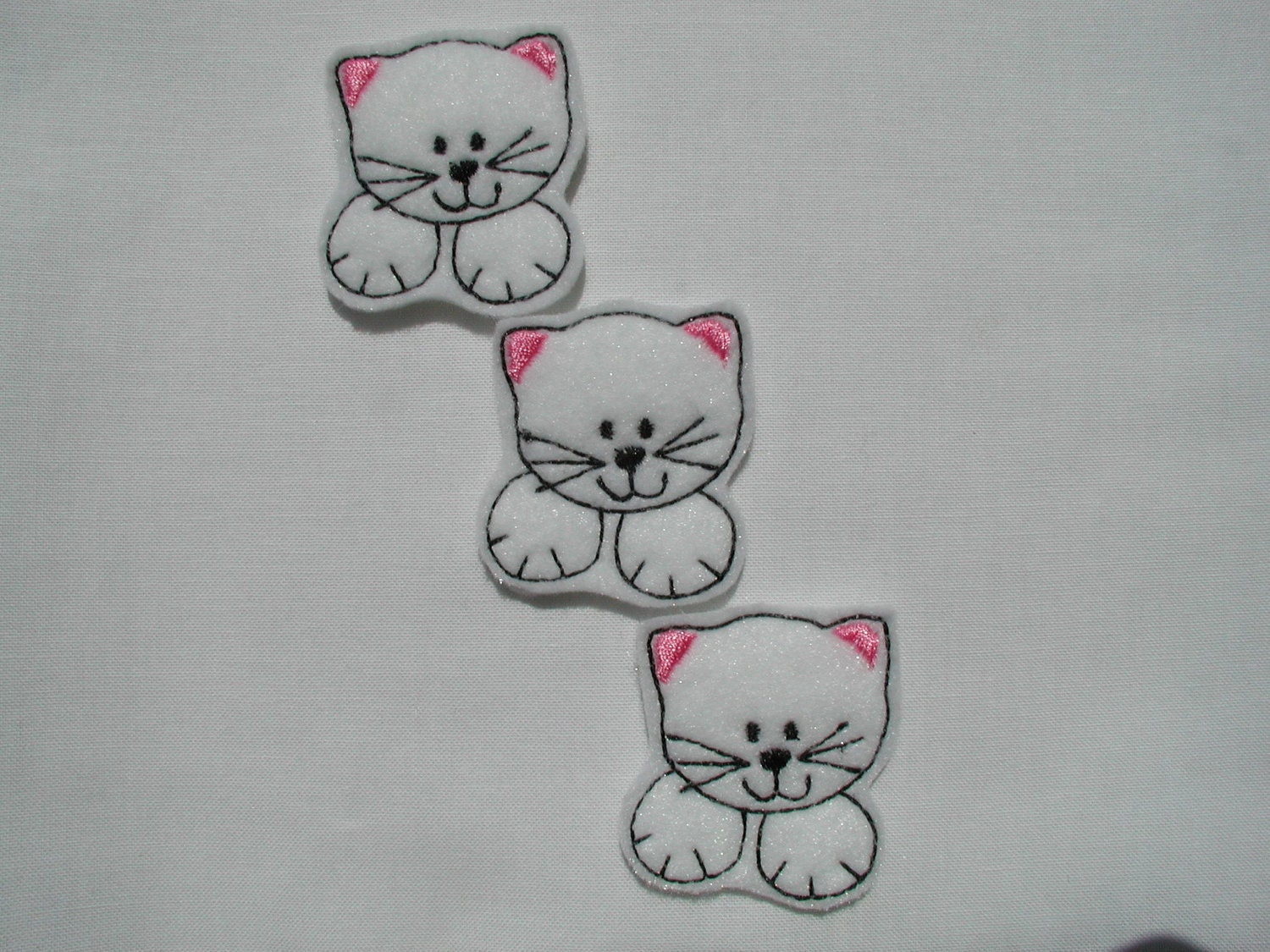 3 Kitten Felt Embellishments / Appliques