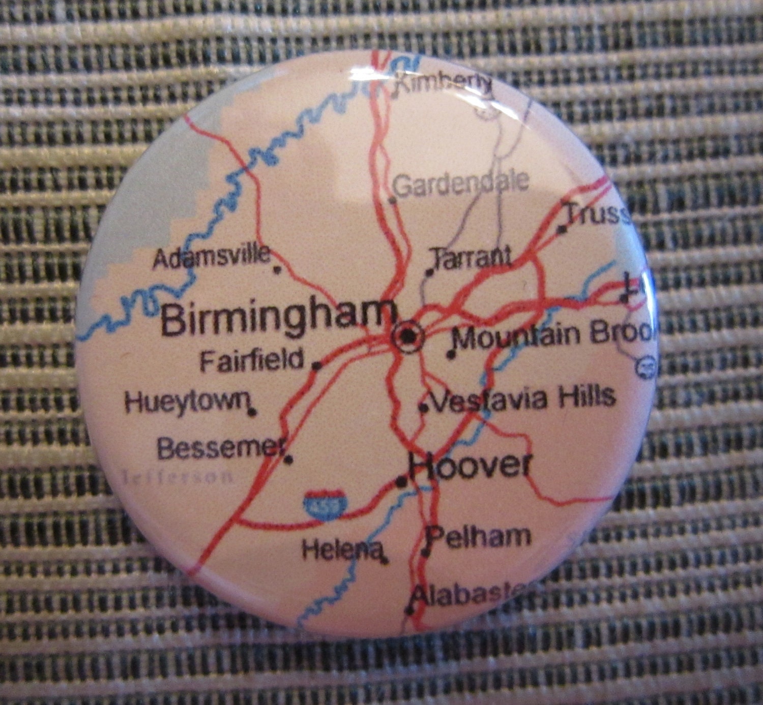 Birmingham, AL Map 1.25 inch Pinback Button