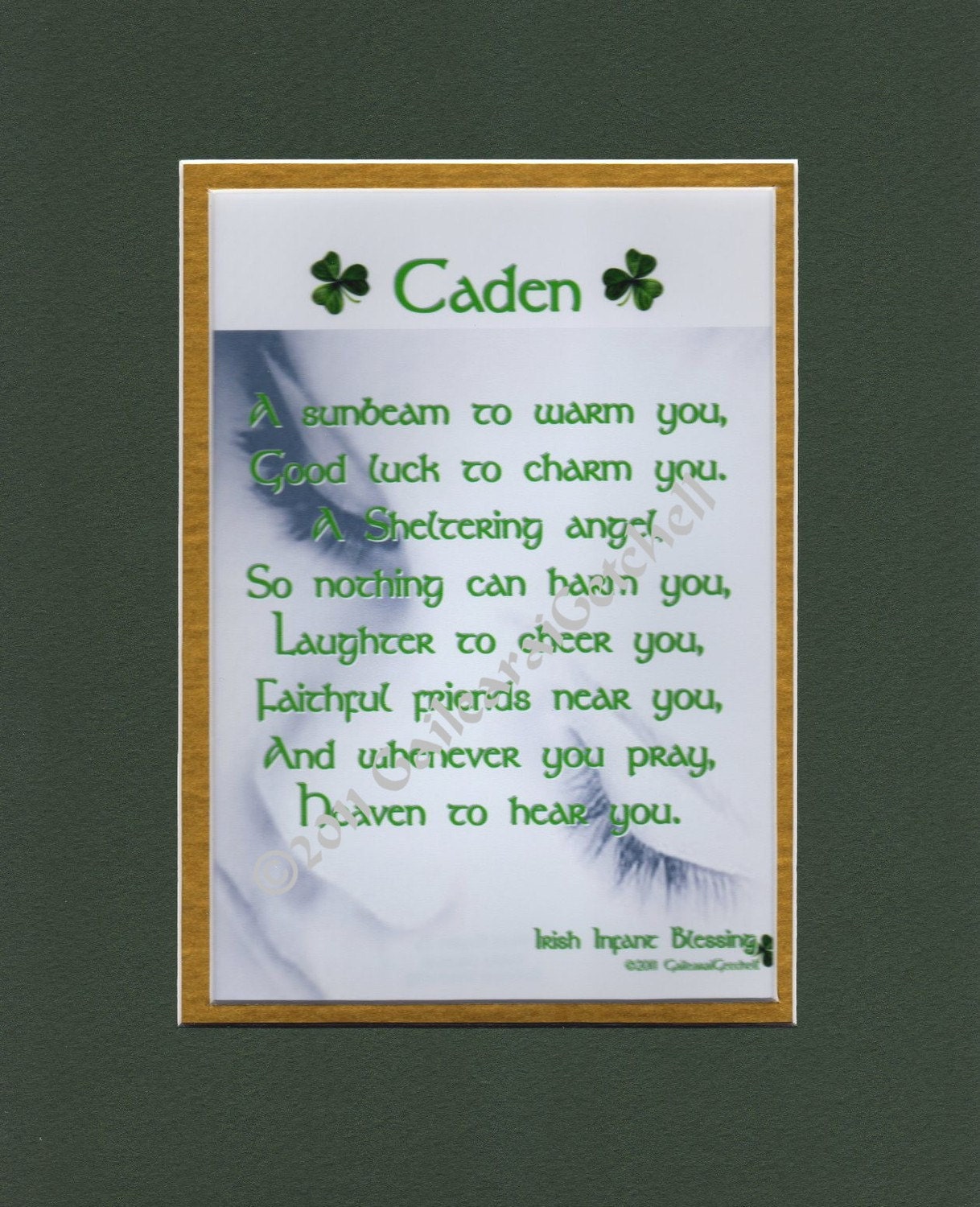 Customized Infant Blessing Print Plaque 8" x 10" FREE Personalization Irish Baby Infant Blessing Prayer Celtic  Choice of Mat Colour/Style
