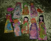 Mixed Media  PAPER DOLLS original art work on vintage paper