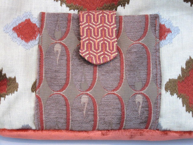 Velvet and Embroidered Handbag Tote Bag