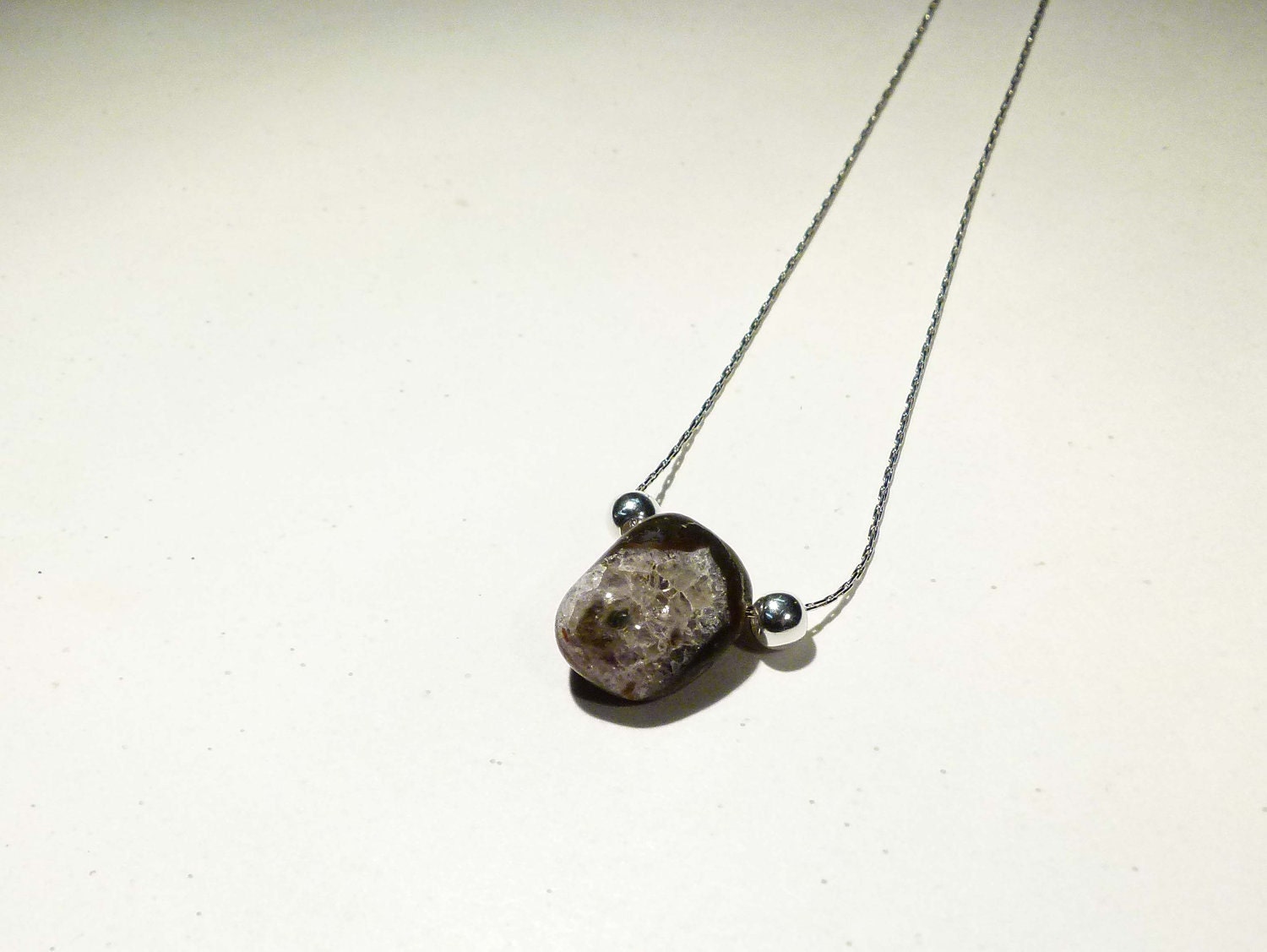 Stone with quartz crystals necklace