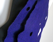 Handfelted Purple Merino Wool Scarf with decorative holes 'Persian Indigo'