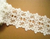 Cotton Lace Trim -2 yards Ivory Flower Lace