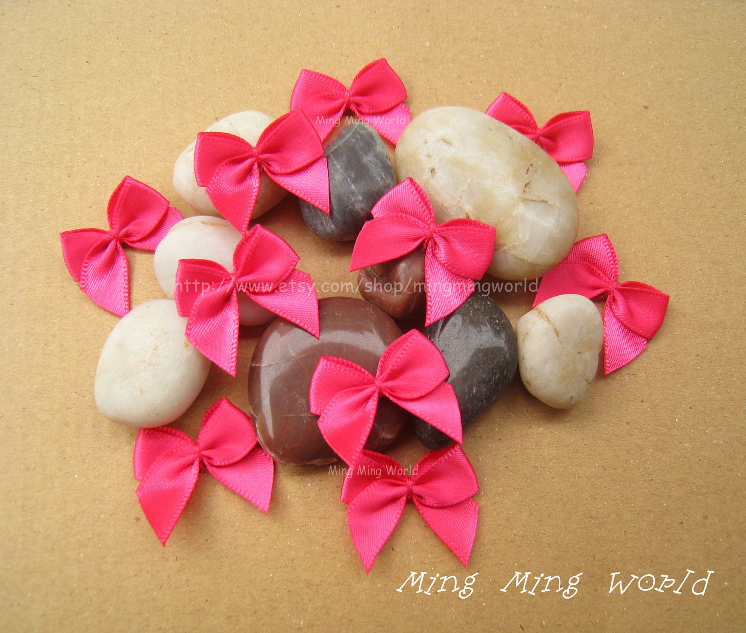60 PCS Handmake Hot Pink Butterfly Knot  for Altered Coutme ,Accessories, Corsage,Gift Installation.