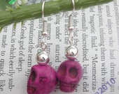 SALES-Pretty silver hooks with purple color turquoise skull head earrings vintage style