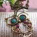 On sales now Pretty retro copper colorful blue eyes owl necklace pendant vintage style