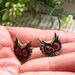 On sales now Pretty retro copper owl head with red crystals eyes stud earrings pendant vintage style E2