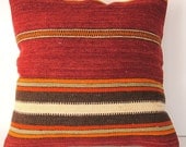 Antique Turkish Kilim Pillow Cover - Hand Embroidered - 16x16 inch
