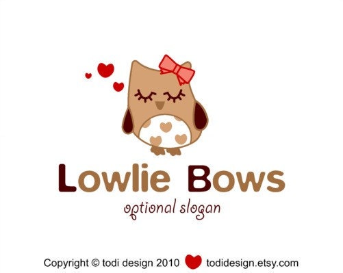 WEEKEND SALE .OOAK Premade Character Illustrated Logo Design - Lowlie Bows Il_170x135