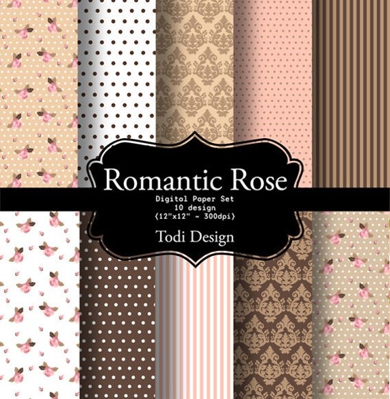 Romantic Rose Digital Paper Set Il_570xn