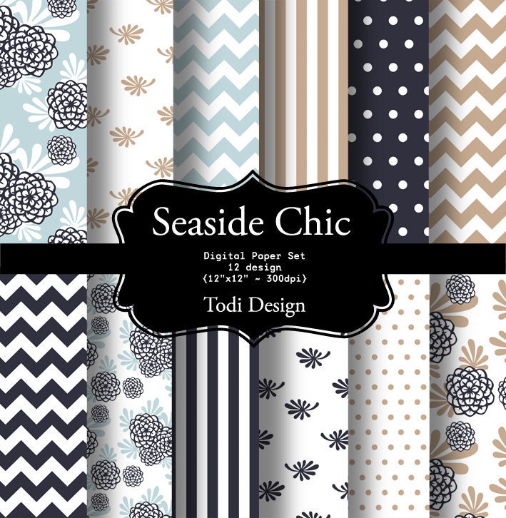 Seaside Chic- Digital Paper Set Il_570xn