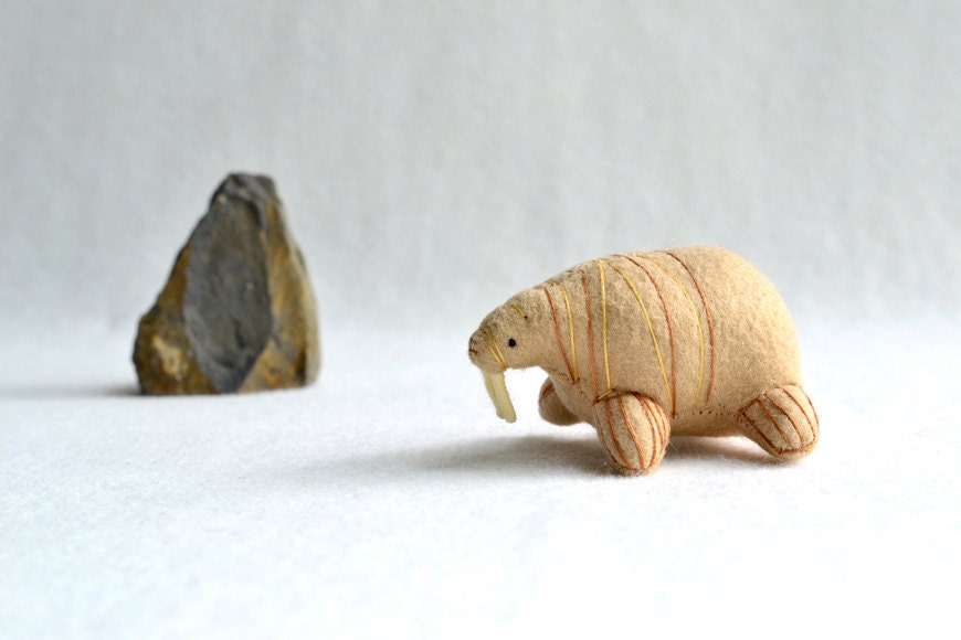 walrus - soft sculpture animal - felt plush - by mountroyalmint