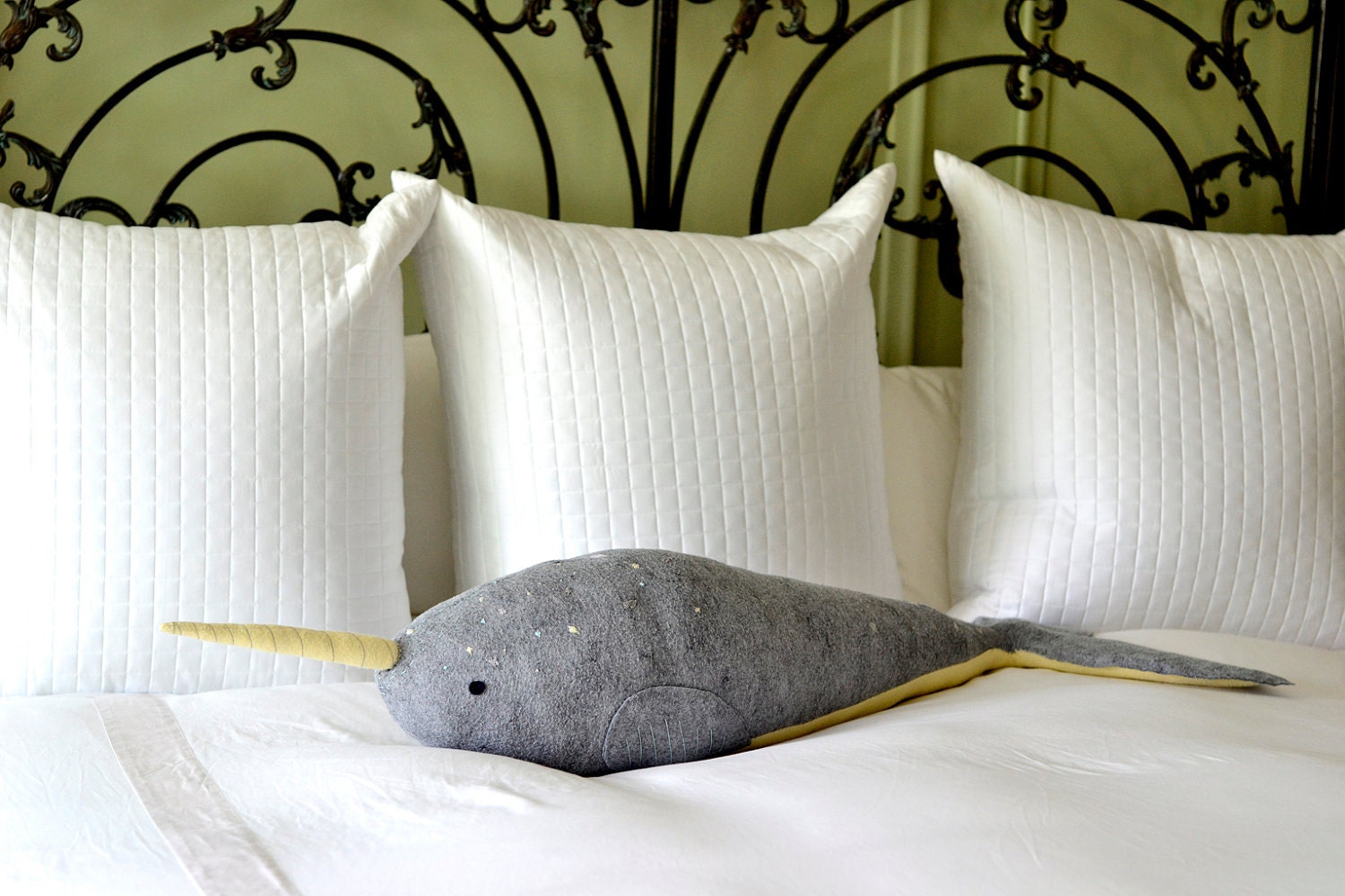oversized narwhal pillow - decorative pillow by mountroyalmint