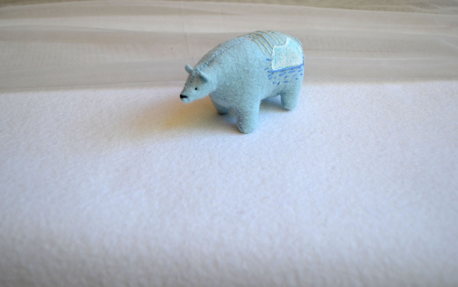 blue glacier spirit bear - felt bear soft sculpture by mountroyalmint