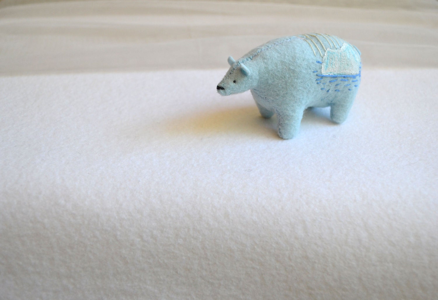 blue glacier spirit bear - felt bear soft sculpture by mountroyalmint