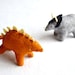 orange stegosaurus - dinosaur plush, felt soft sculpture by royalmint