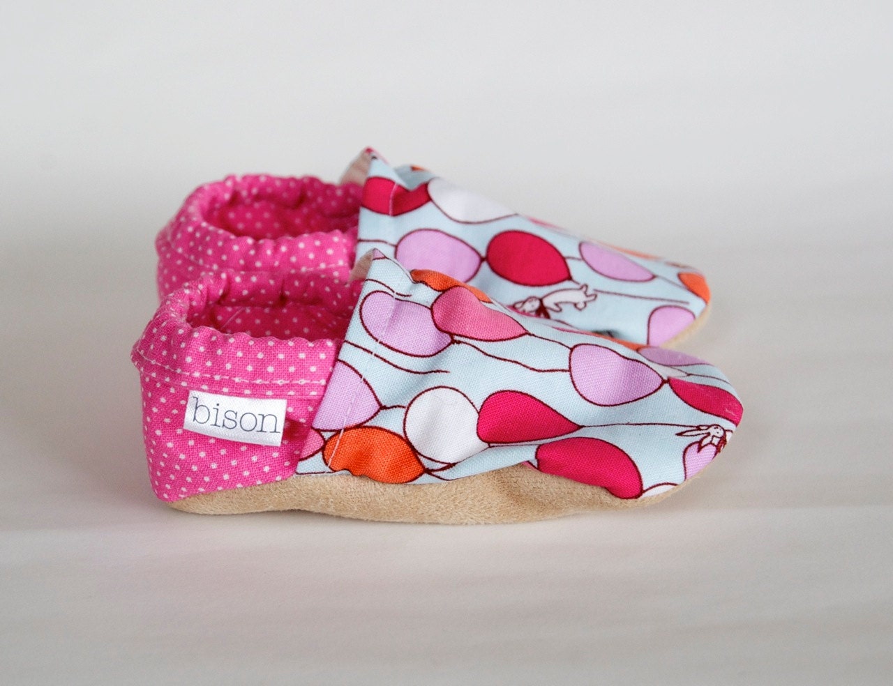 Daydream Bison Booties Size 0 to 6 Months Newborn Infant pink party balloons