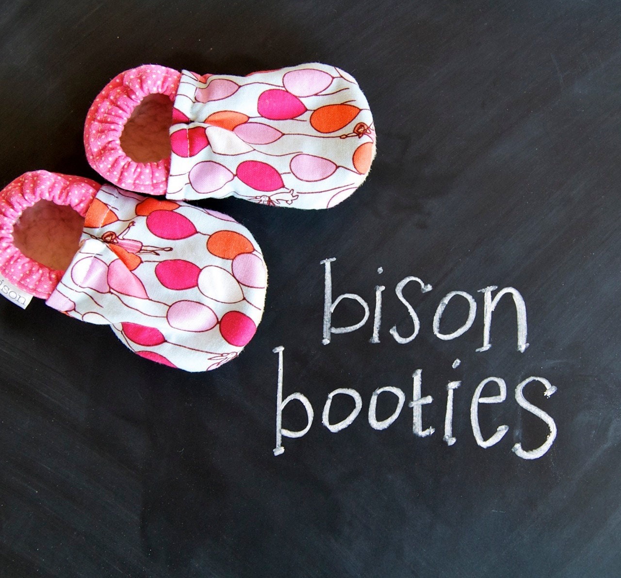 Daydream Bison Booties Size 0 to 6 Months Newborn Infant pink party balloons