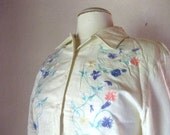 Linen Embroidered Womens Vintage Button Down Small Medium