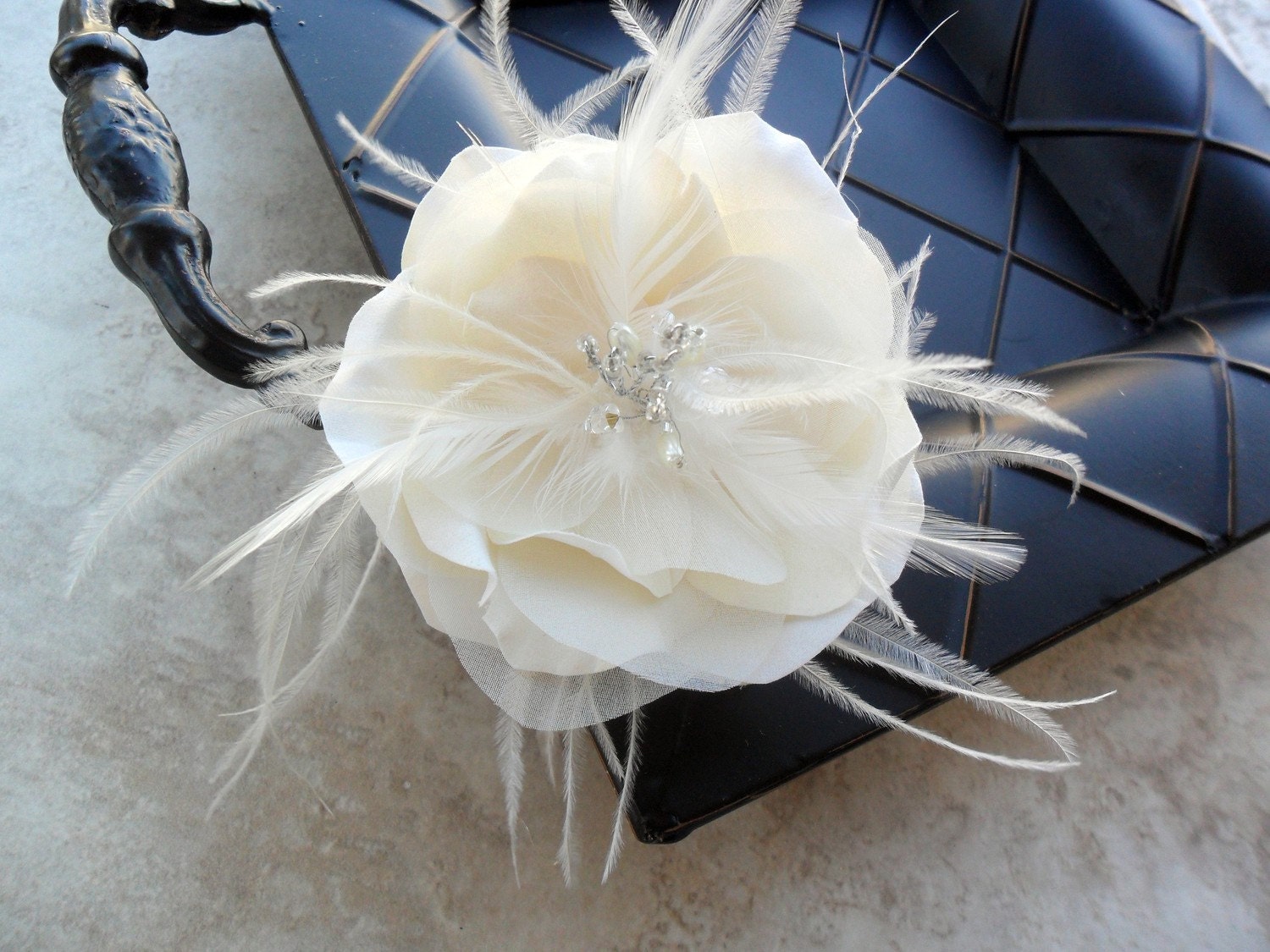 DeeLynn- organza hairpiece, bridal headpiece, wedding accessory, wedding headpiece, bridal hair flower