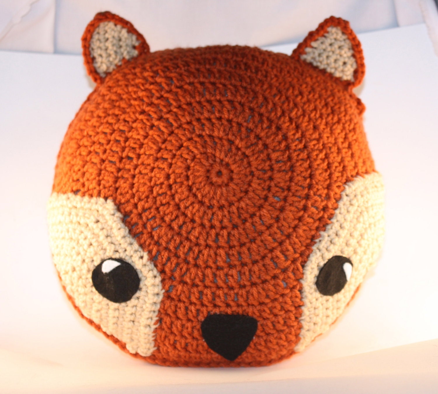 Rusty Orange Fox Pillow - Crochet - Woodland Creature by DunnWithLove