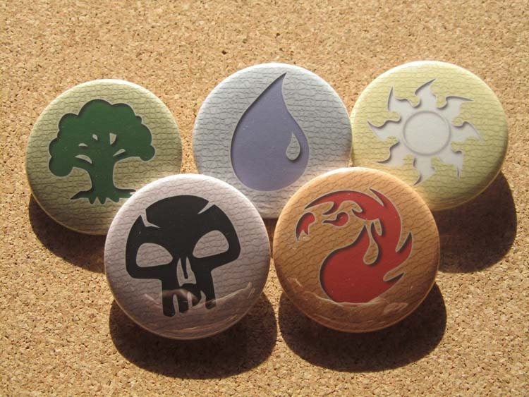 Magic the Gathering Mana symbols pin set of 5