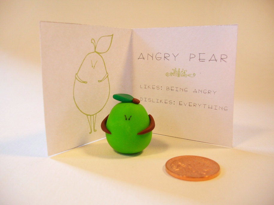 Angry Pear polymer figurine