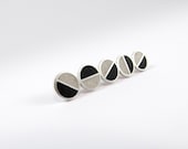 Sterling Silver Brooch - Black and White - Divided Circles Series