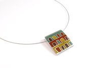 Sterling Silver Pendant - Doors with Mountain View - OOAK - Brown Terra Tones