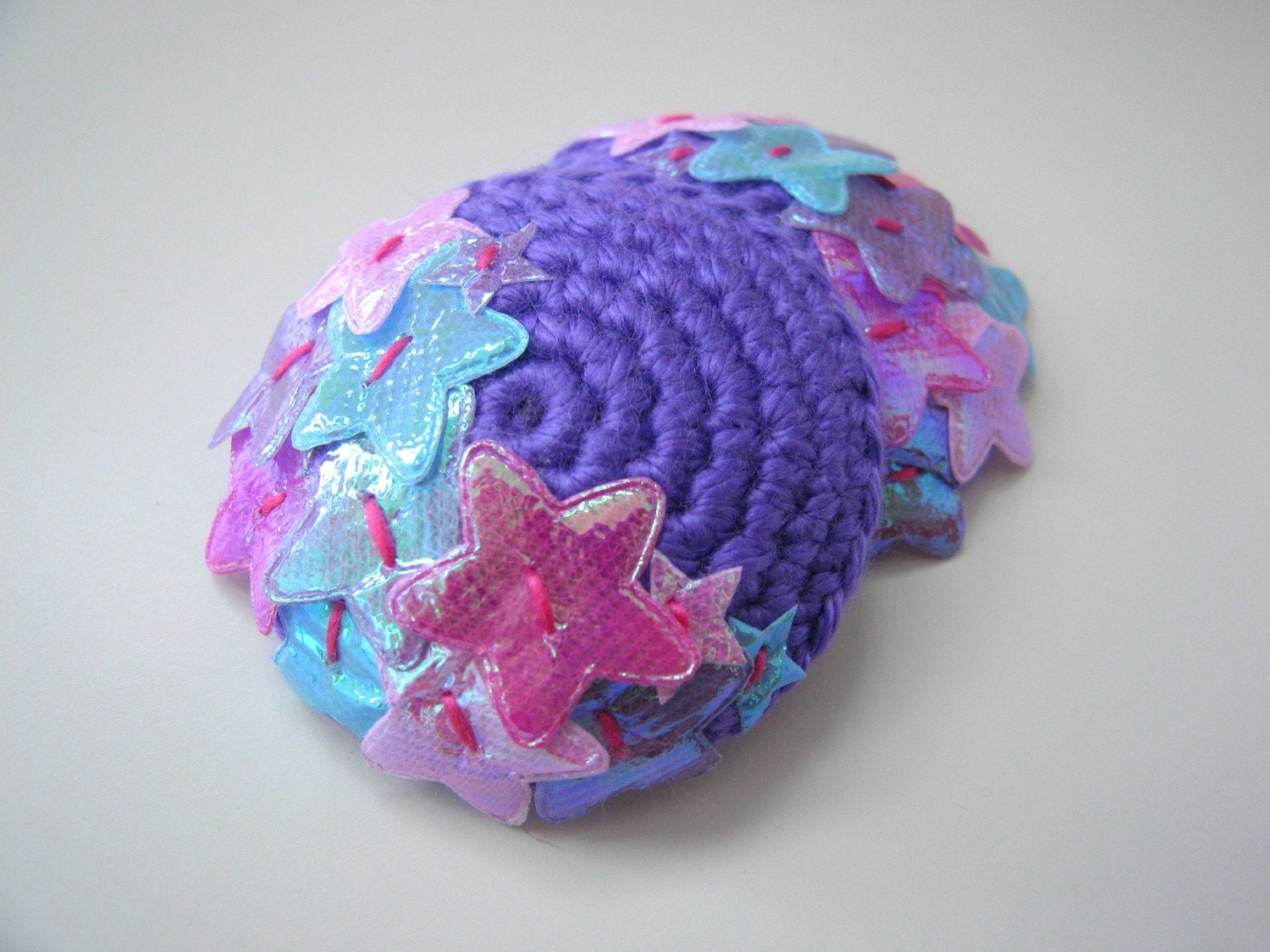 Crocheted Nipple Pasties - Purple with stars and tape