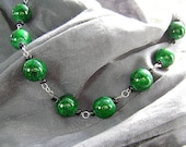 Basically Beaded Green Marbled Large Bead Necklace - Handmade by Rewondered D225N-00292