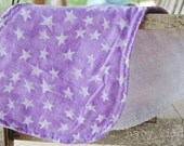 Burp Cloth Contour Burp Rag Terry Cloth and Flannel White Purple Stars - Purple Glory