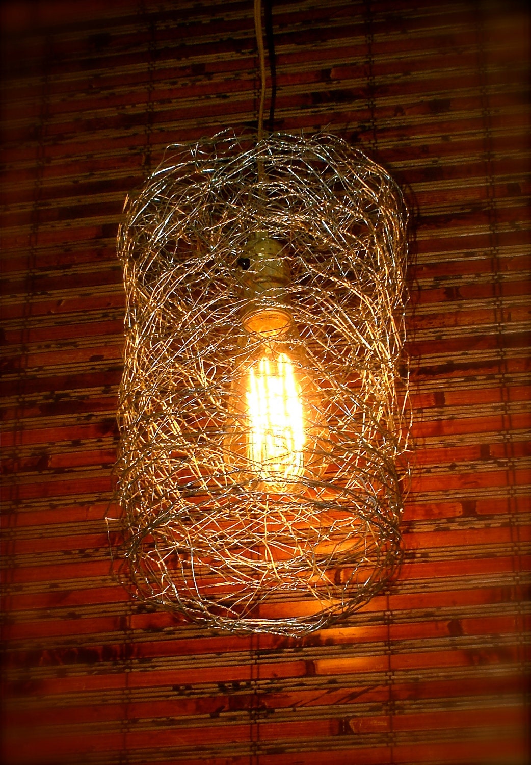 Repurposed Chicken Wire Swag Light