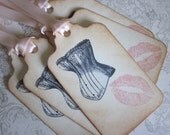 Bachelorette/Bridal/Lingerie/Girl/Party  -- Corset & Lips Tags - Set of 25