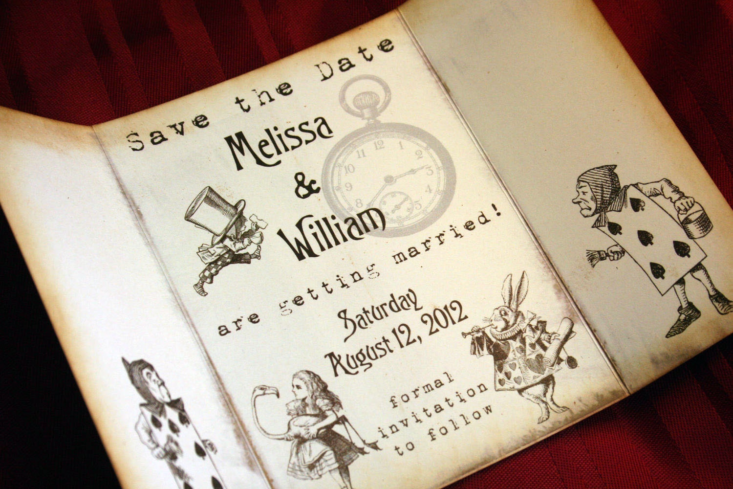 Alice in Wonderland Invitation - Save the Date - Vintage Appearance