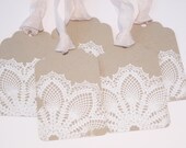 wedding Wish Tree/Gift Tags  - Embossed Lace Kraft - Vintage Appearance -  Set of 5