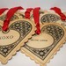 Valentine Heart Tags - Vintage Appearance - choose between 5 sentiments - set of 5