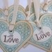 Valentine Wish tree tags/wedding tags/gift tags - With Love Turquoise (or custom colour) Heart - Vintage Appearance - set of 5