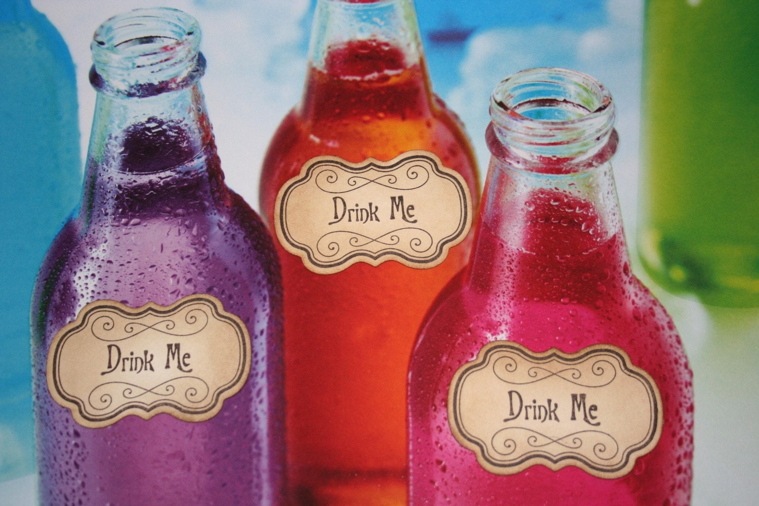 Drink Me/Eat Me Tags or Labels - Alice in Wonderland theme -Vintage Appearance - Set of 5