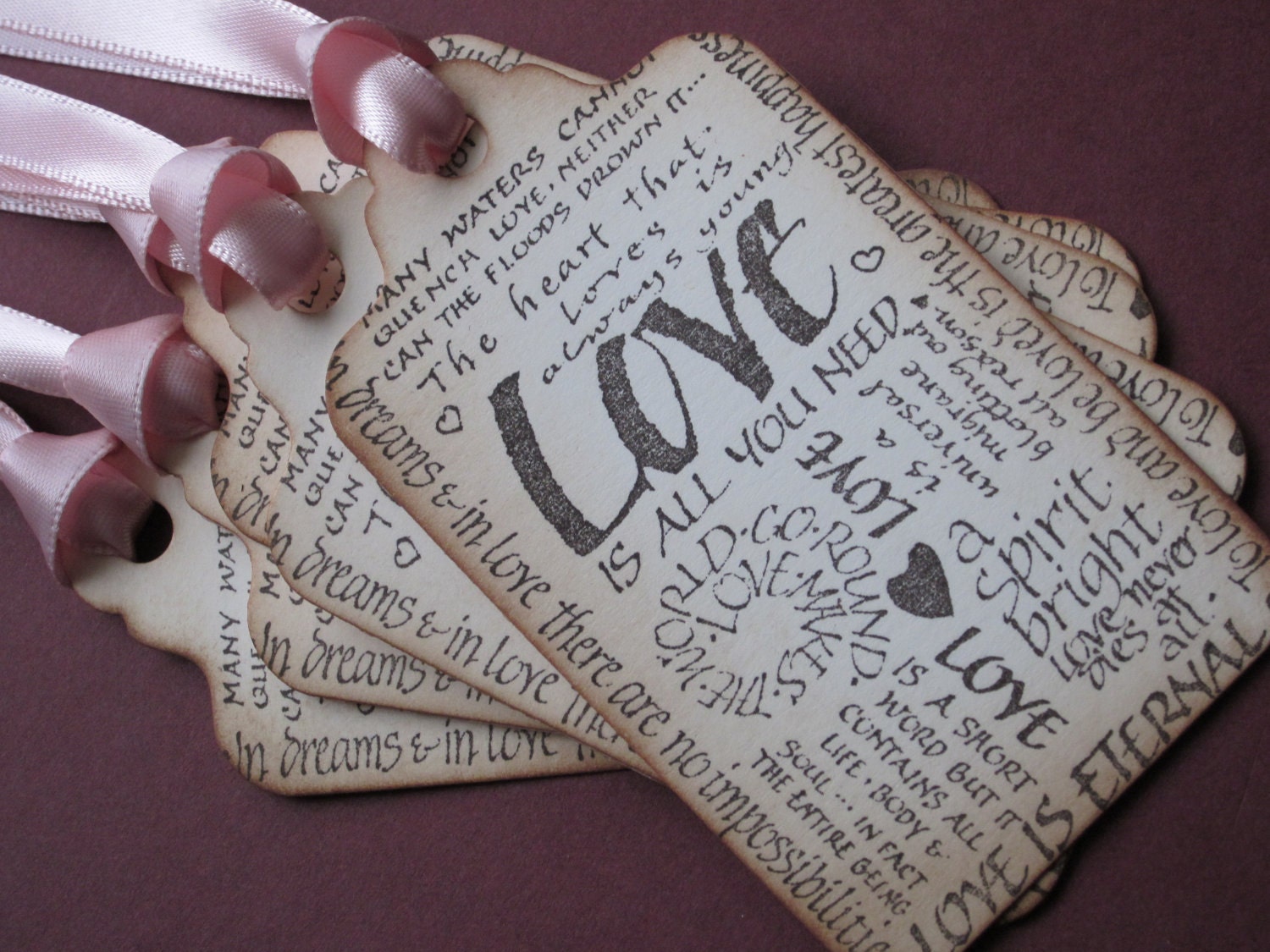 Wedding wish tree Love Tags - Vintage Appearance - set of 5