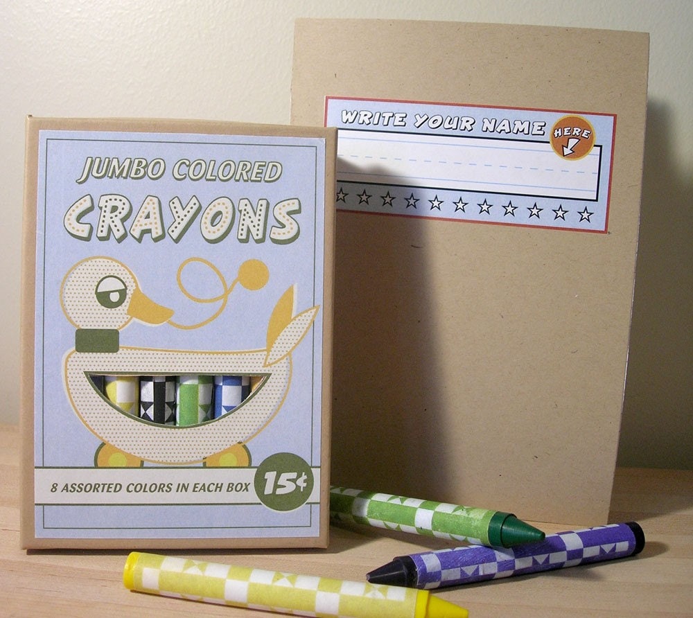 Vintage style jumbo crayons-Duck and Primer