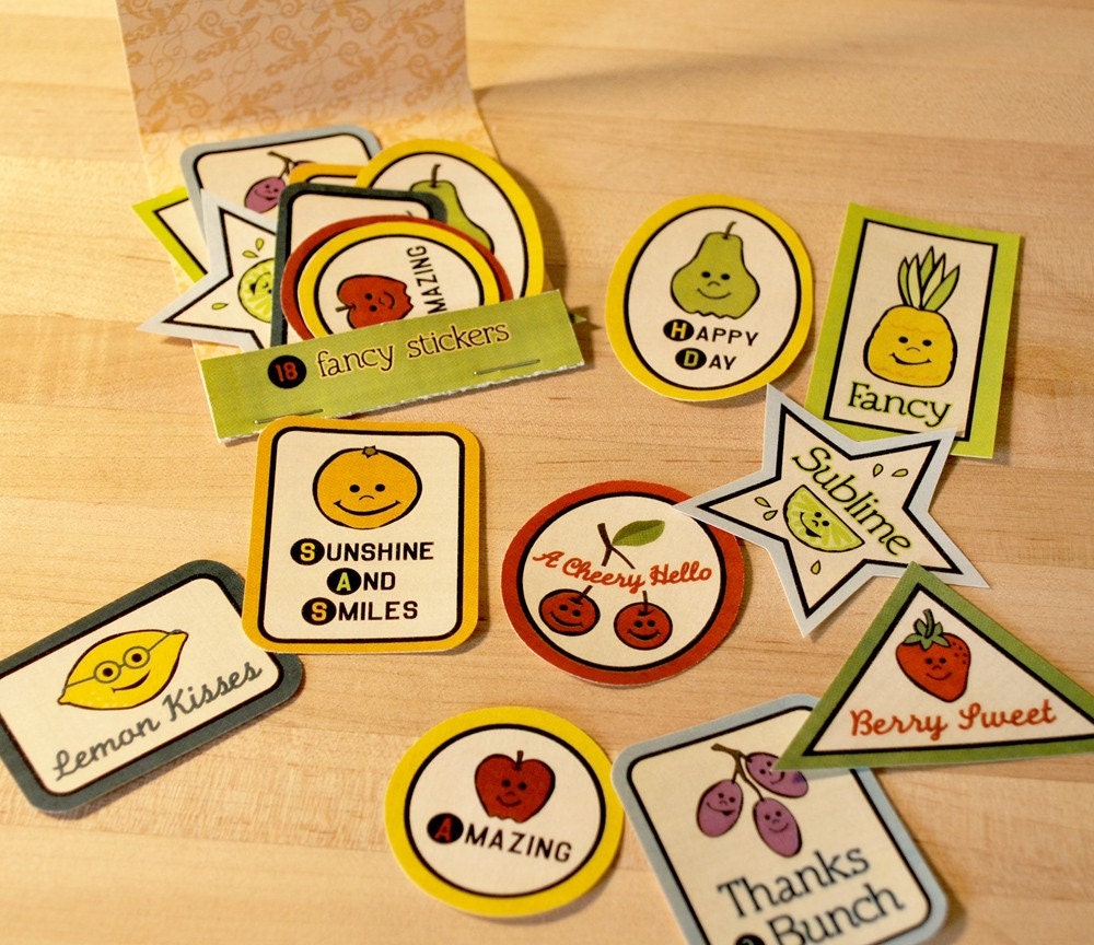 Matchbook of Vintage Style Fruit Stickers