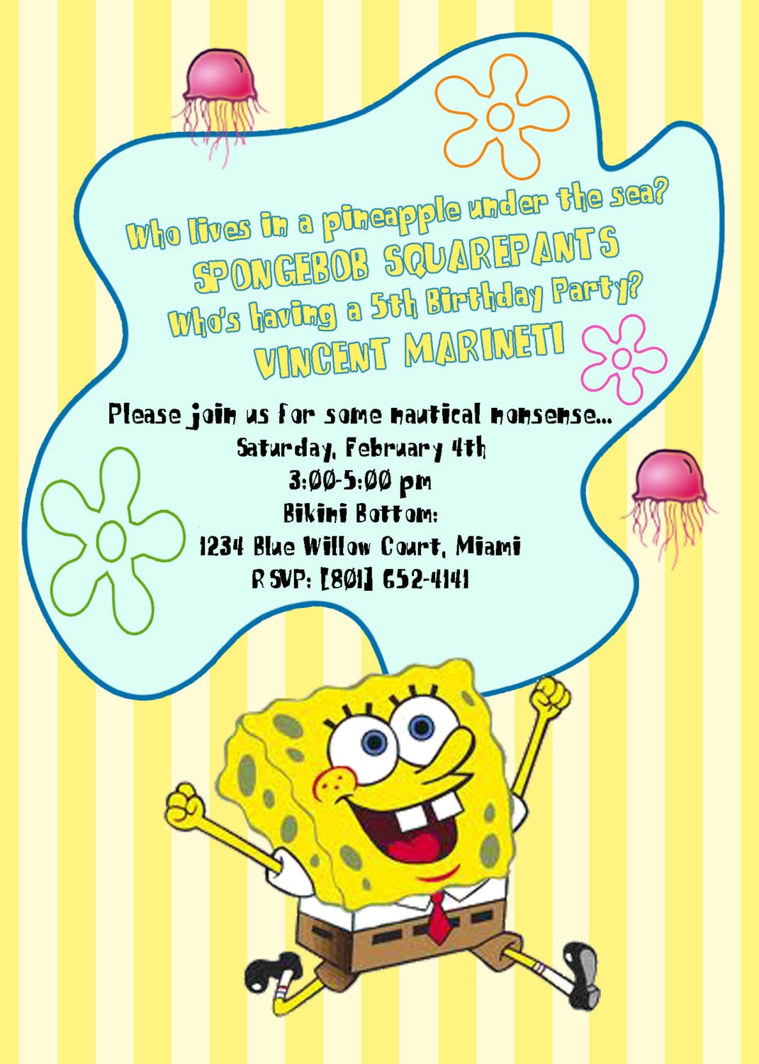 PRINTABLE (5"x7" Invite) - SpongeBob "Best Day Ever" Collection Il_170x135