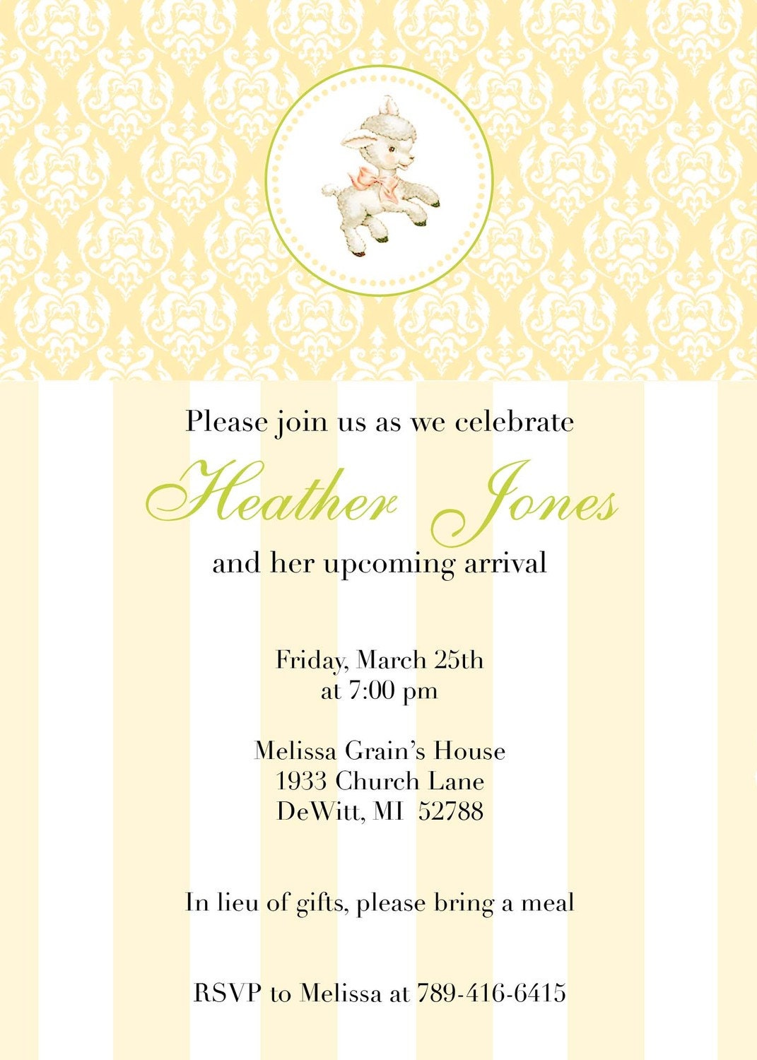 PRINTABLE (5"x 7" Invitation) - "Little Lamb" Collection- Vintage Design Il_570xn